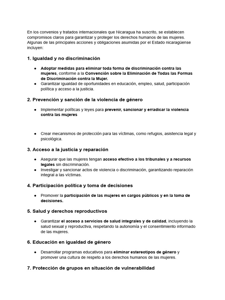 Derechos Humanos de las Mujeres en Nicaragua | PDF