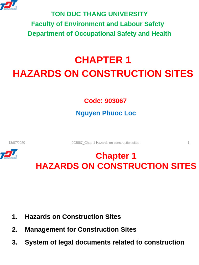 Chap 1 Hazards On Construction Sites | PDF | Hazards | Safety