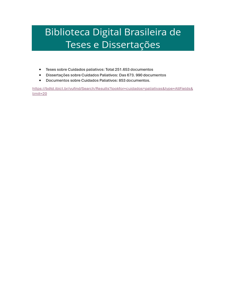Teses e Dissertações em Cuidados Paliativos | PDF