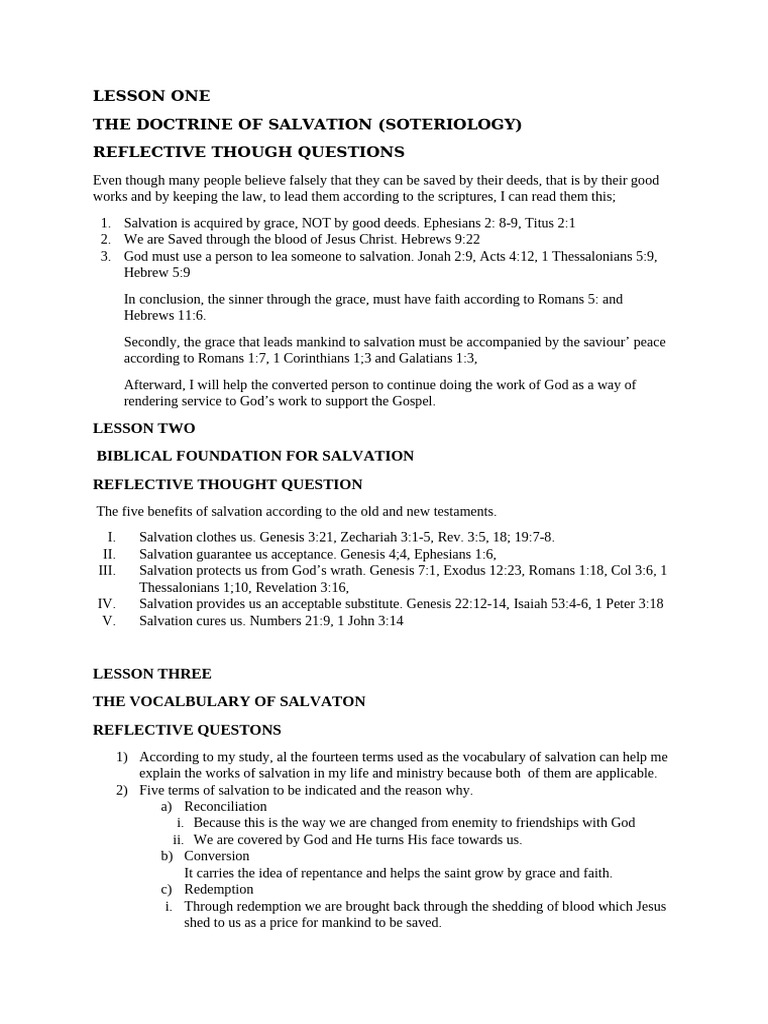 The Doctrine of Salvation | PDF | Grace In Christianity | Salvation