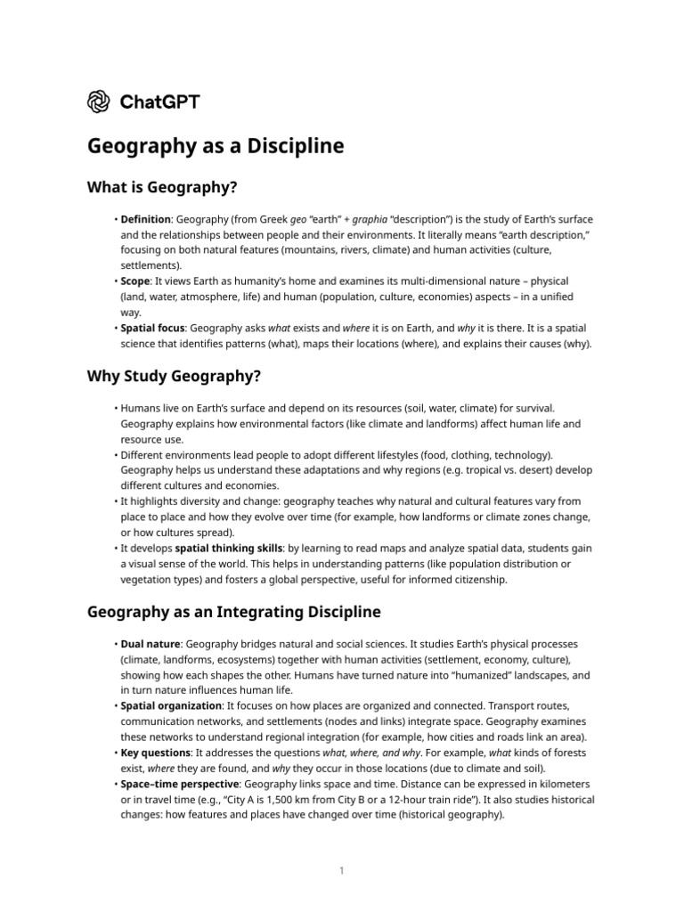Understanding Geography: Key Concepts | PDF | Geography | Earth Sciences