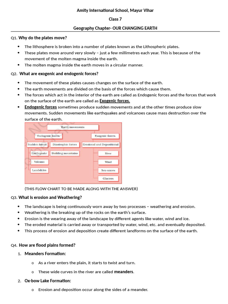 CL 7 Our Changing Earth QA | PDF | Sand | Erosion