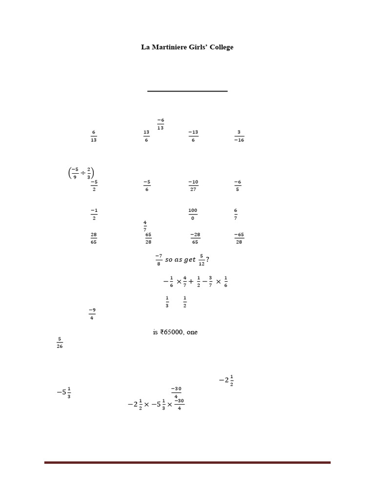 7th Grade Rational Numbers Worksheet | PDF