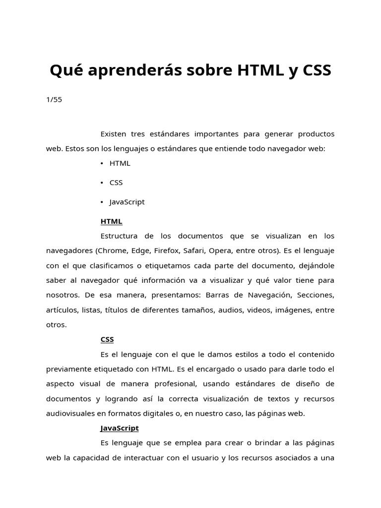 Introducción a HTML, CSS y JavaScript | PDF | HTML | Red mundial