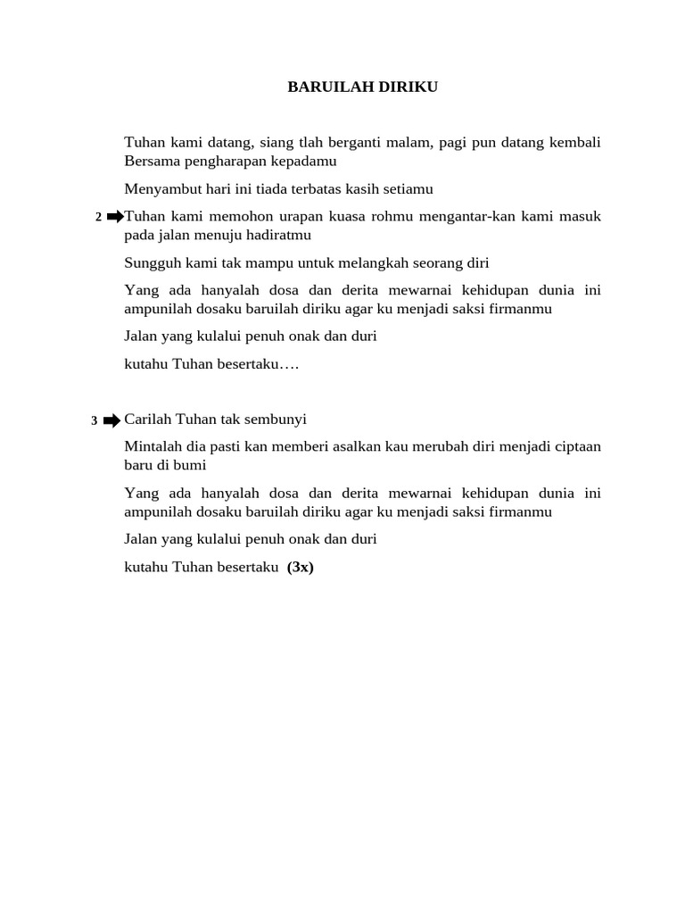 Baruilah Diriku dalam Pengharapan Tuhan | PDF