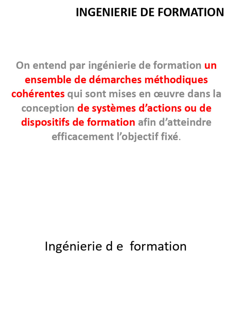 Ingénierie de formation : principes clés | PDF | Apprentissage | Pédagogie