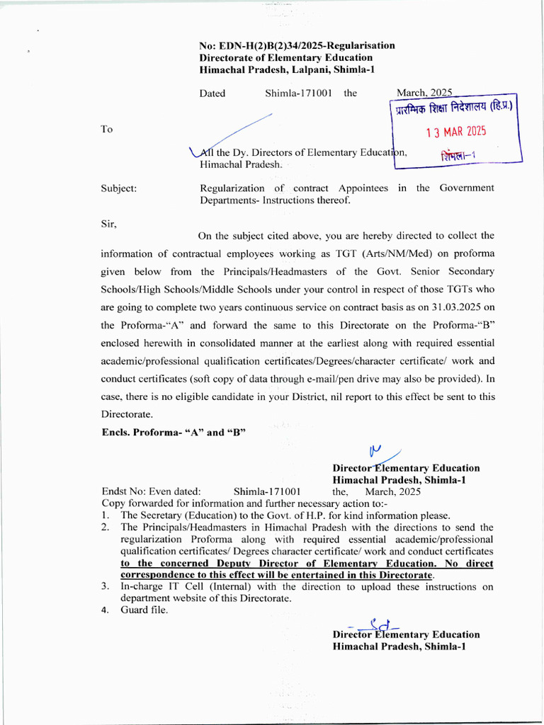 Regularization of TGT Contract Employees | PDF
