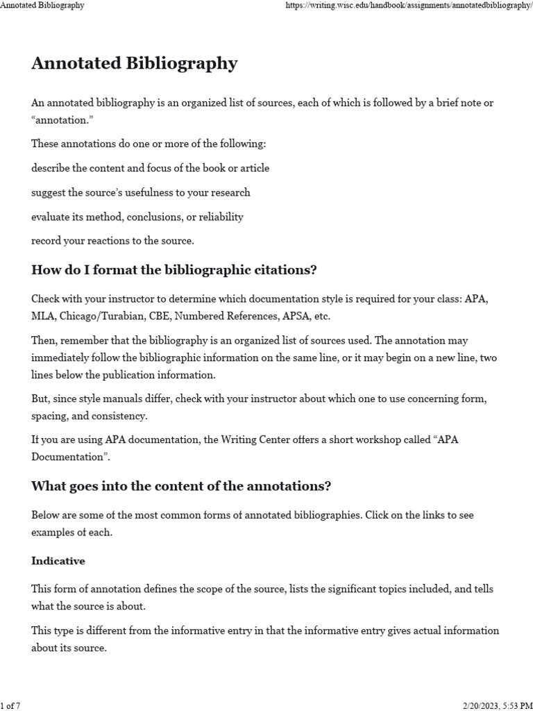 How to Create an Annotated Bibliography | PDF | Bibliography