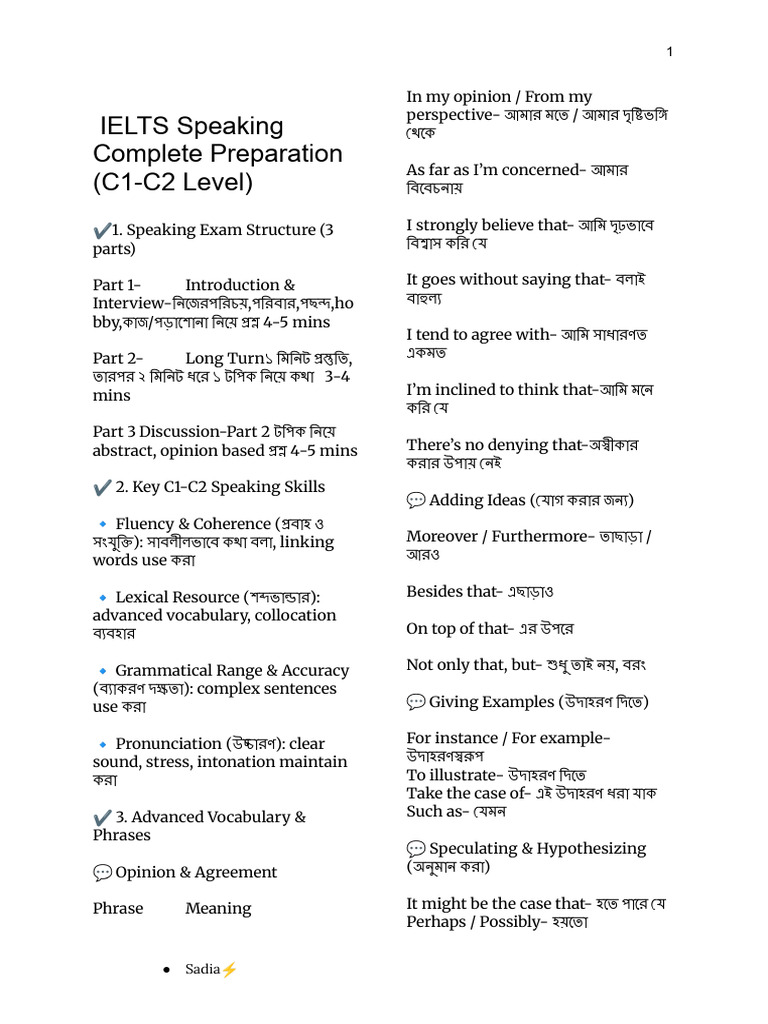 IELTS Speaking Complete Preparation | PDF