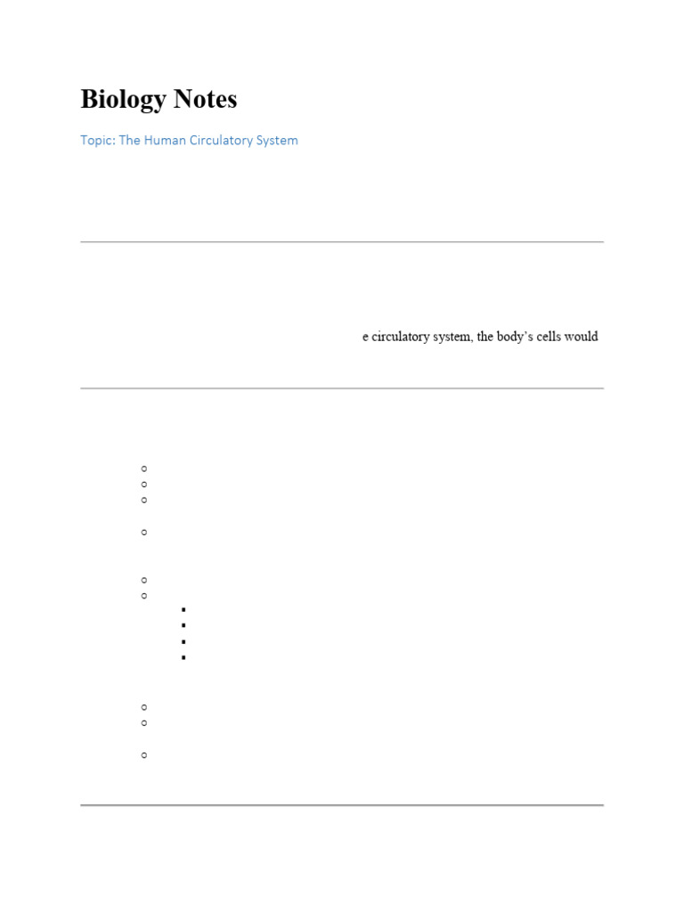 Human Circulatory System Overview | PDF | Circulatory System | Blood