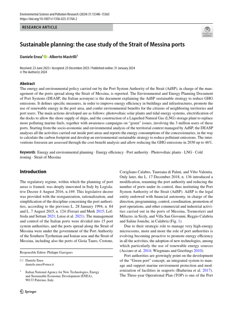 Sustainable Port Planning in Messina | PDF | Greenhouse Gas | Emission ...