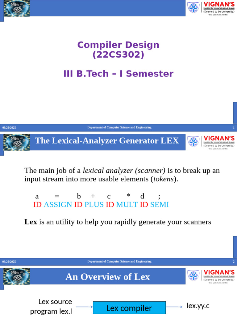 Overview of the LEX Tool in Compiler Design | PDF | Computer ...