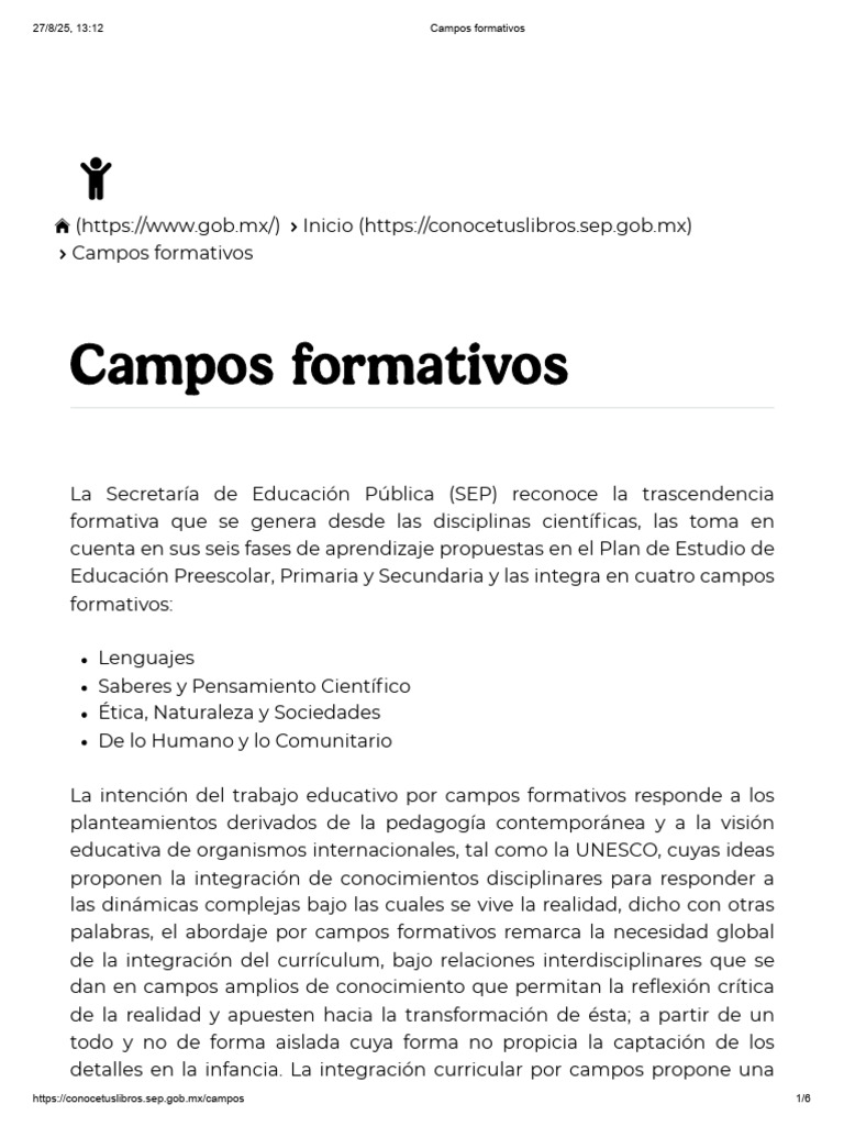 Campos Formativos en Educación SEP | PDF | Plan de estudios | Aprendizaje