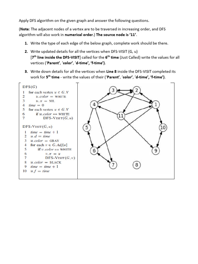 DFS and BFS Graph Practice Tasks | PDF | Vertex (Graph Theory ...