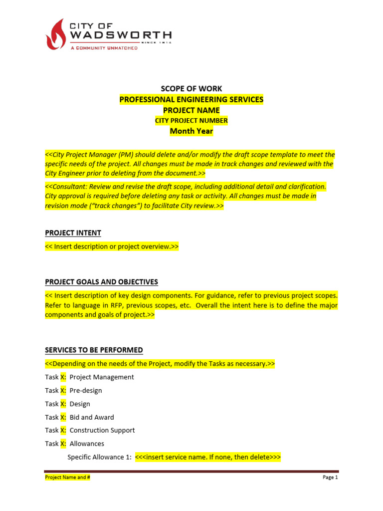 Engineering Services Scope Template | PDF | Specification (Technical ...