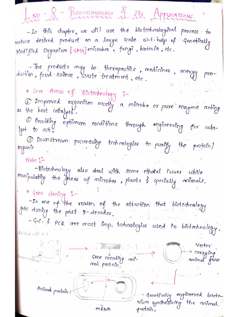 Biotech and Applications Handwritten Notes | PDF