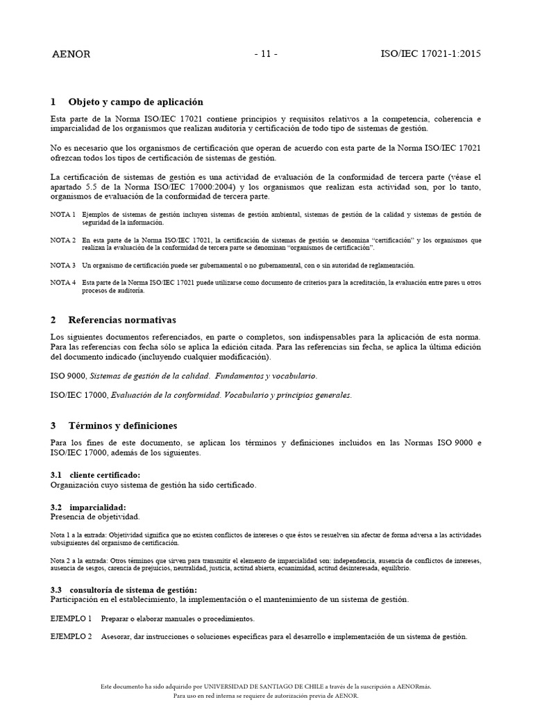 Norma ISO/IEC 17021: Auditoría y Certificación | PDF | Auditoría