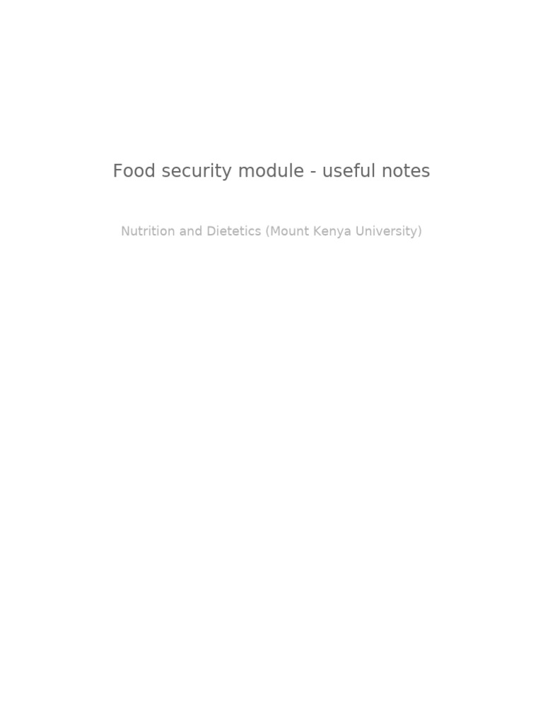 Food Security Module Overview and Insights | PDF | Food Security ...