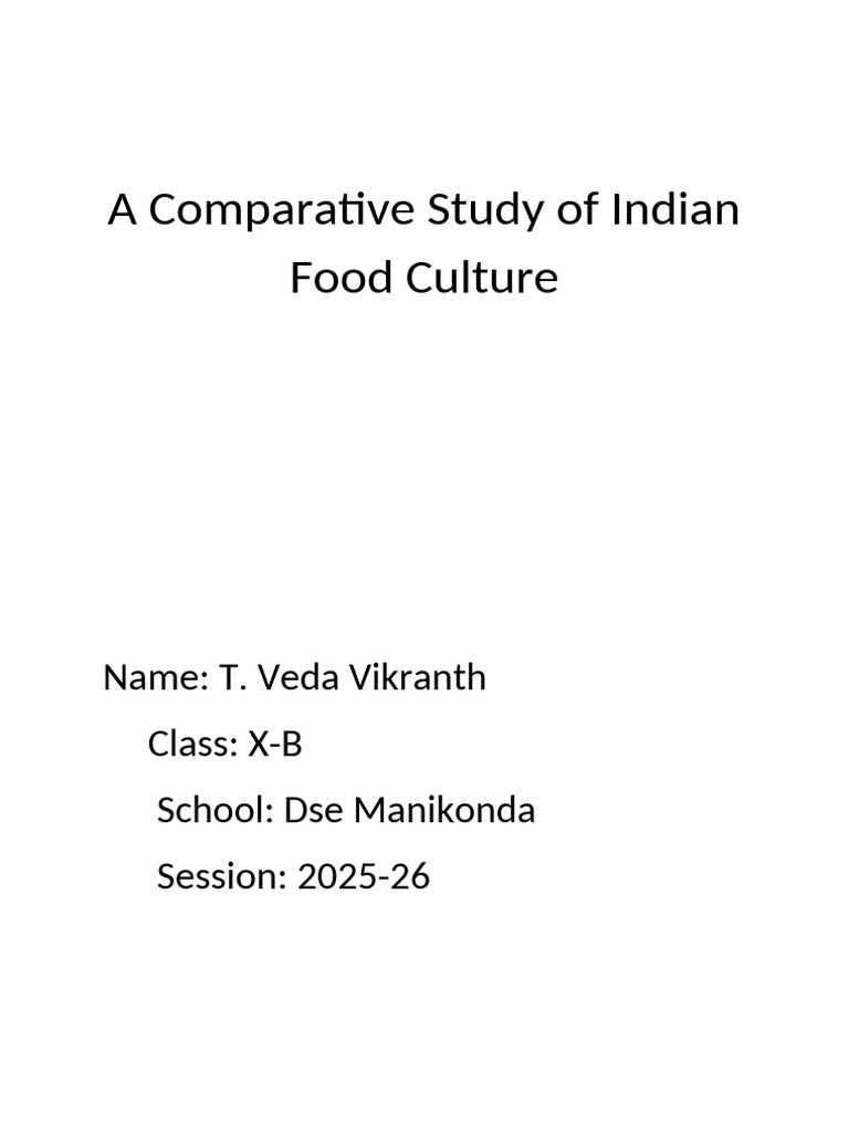 A Comparative Study of India Food Culture | PDF | Cooking | Asian Cuisine