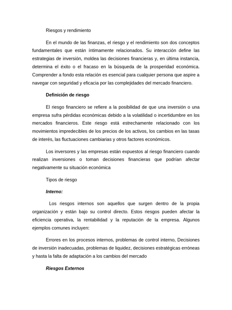 Riesgo y rendimiento en inversiones financieras | PDF | Modelo de ...
