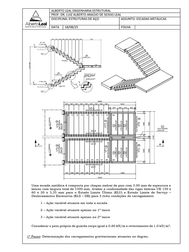 Avaliação Estrutural de Escadas Metálicas | PDF | Estresse (Mecânica ...