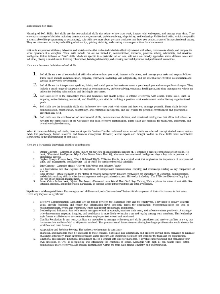 Understanding Soft Skills in the Workplace | PDF | Leadership ...