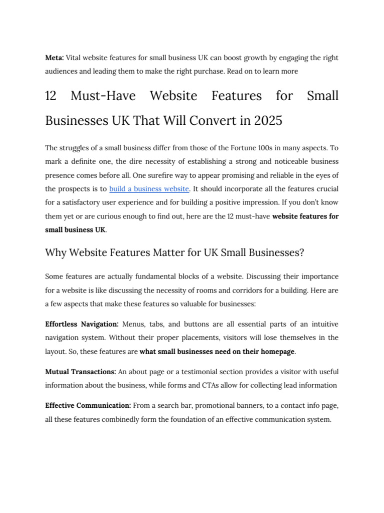 12 Must Have Website Features For Small Business That Will Converts in ...