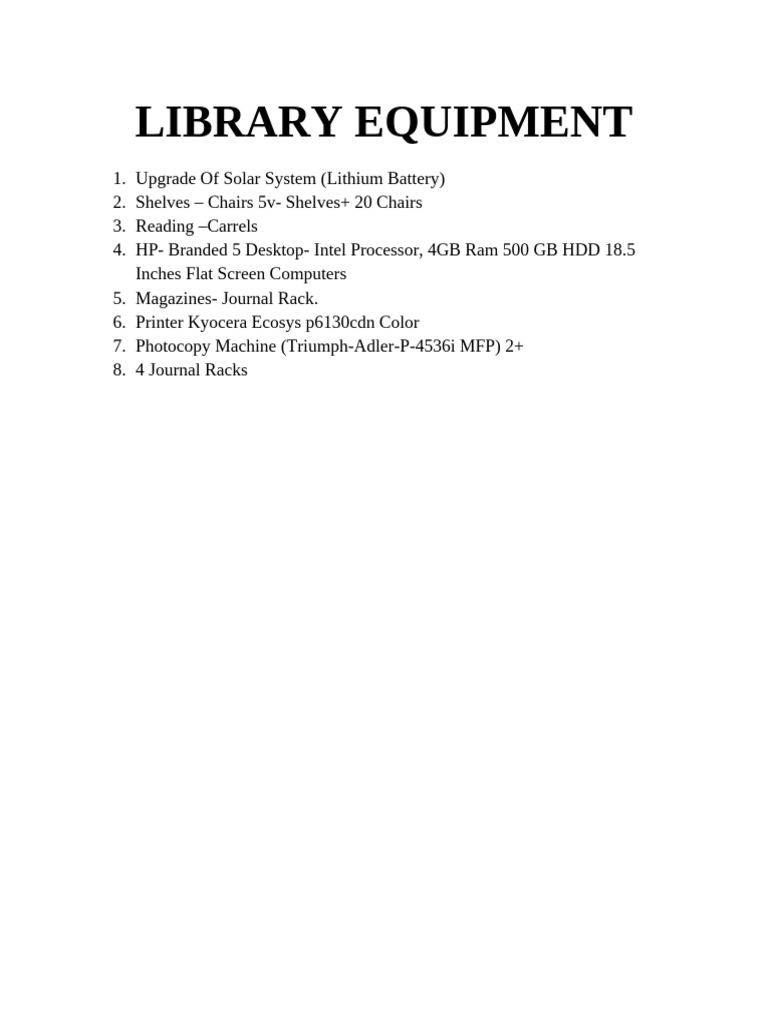 Library Equipment | PDF