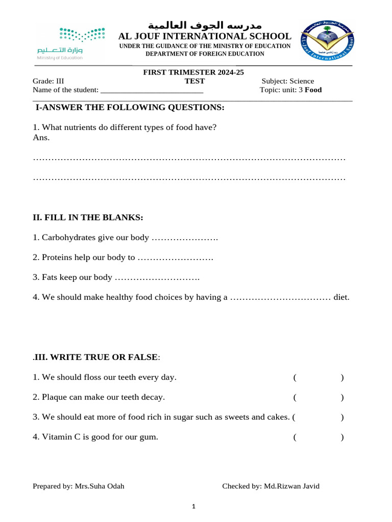 FOOD Test | PDF