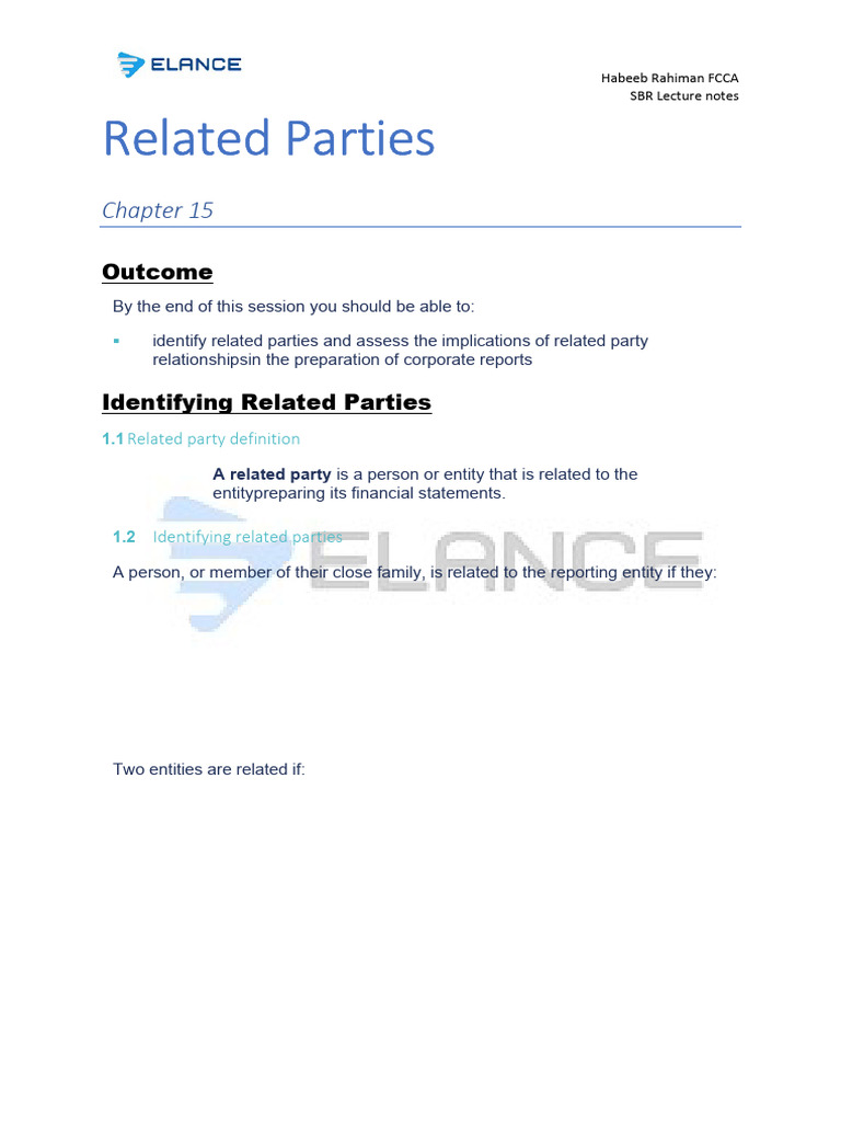 Related Party SBR | PDF