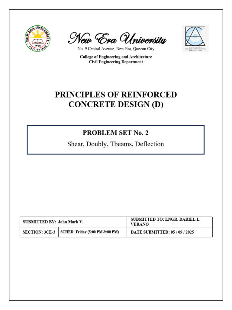RCD2 Problem Set: Shear & T-Beams | PDF
