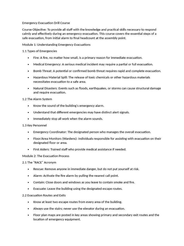 Emergency Evacuation Drill Training | PDF | Emergency Evacuation ...