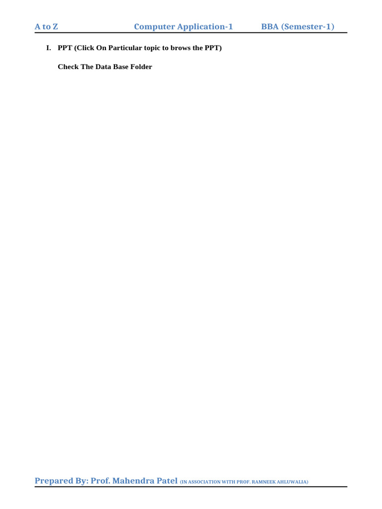 Computer Application PPT for BBA Semester 1 | PDF