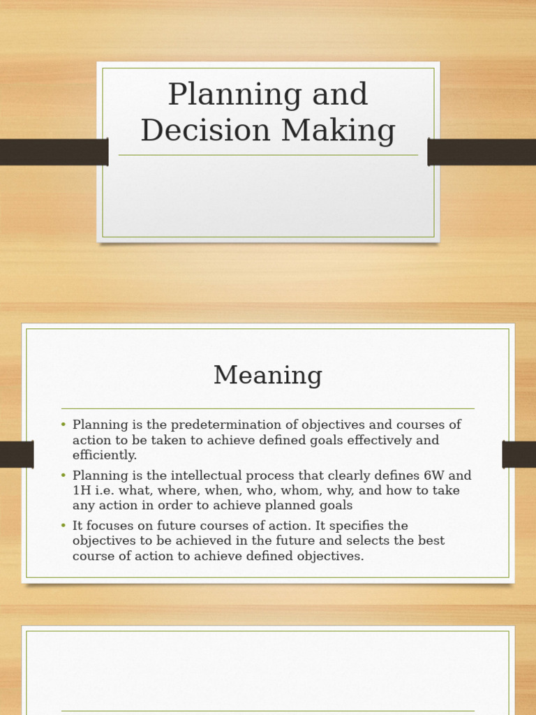 Planning's Role in Decision Making | PDF | Planning | Bias