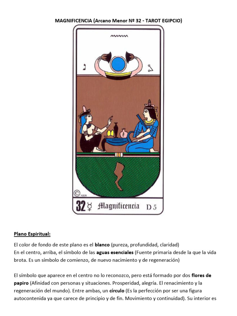 Magnificencia: Arcano 32 del Tarot Egipcio | PDF