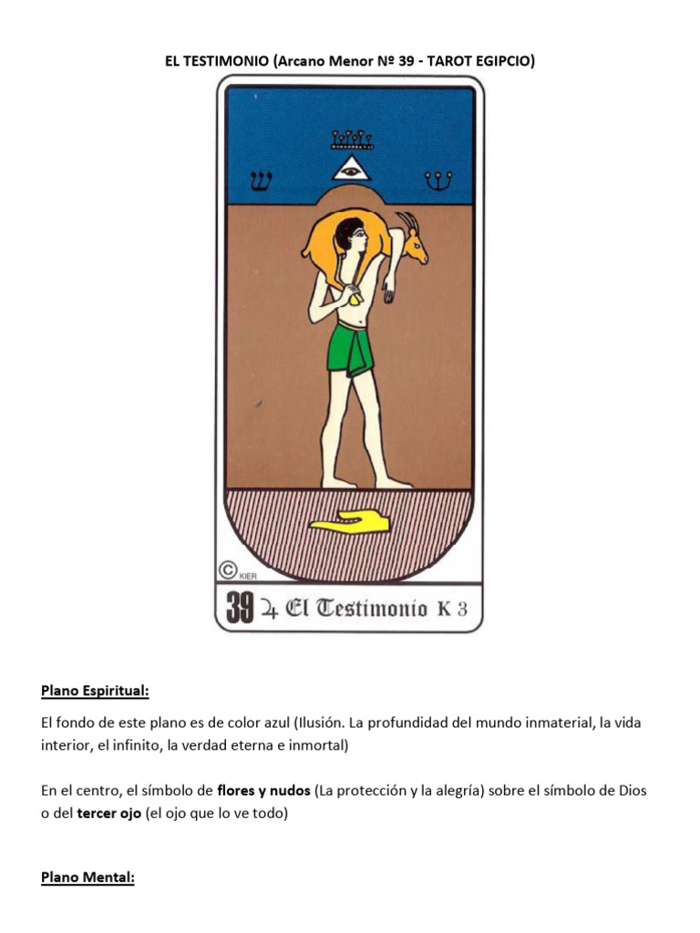 Testimonio del Arcano 39 en Tarot Egipcio | PDF | Felicidad | Testimonio
