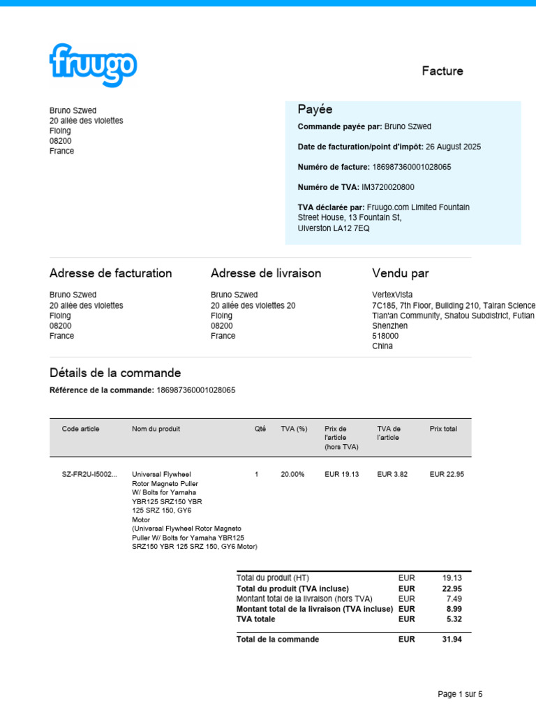 Facture de commande IM3720020800 | PDF