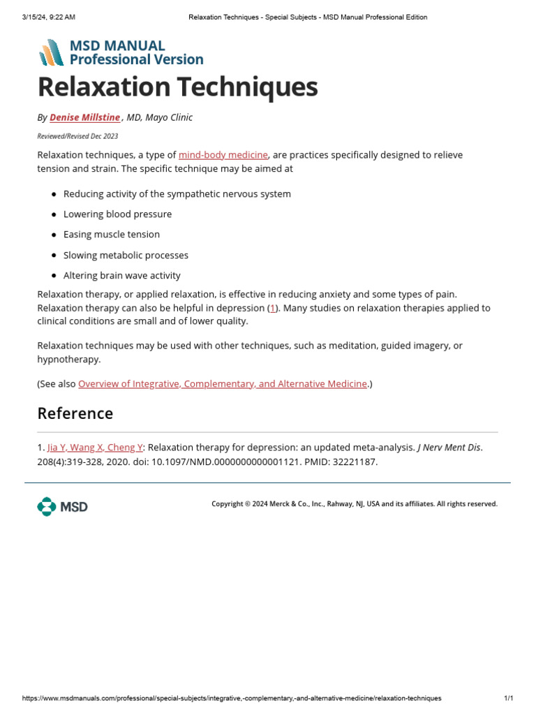 Overview of Relaxation Techniques | PDF