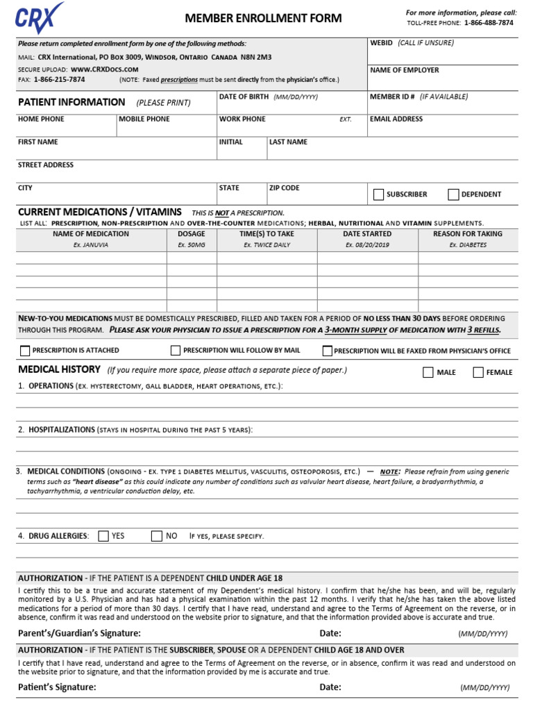 Member Enrollment Form Instructions | PDF | Medical Prescription | Pharmacy