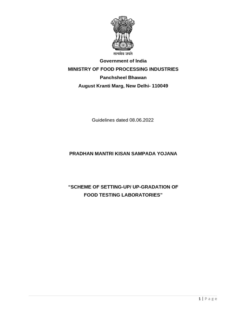 Food Testing Lab Grant Guidelines India | PDF | Food Safety