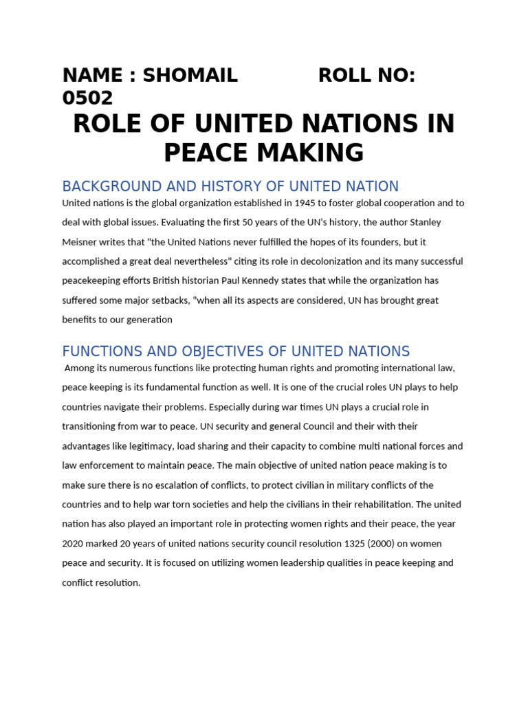 UN's Role in Global Peacekeeping Efforts | PDF | United Nations ...