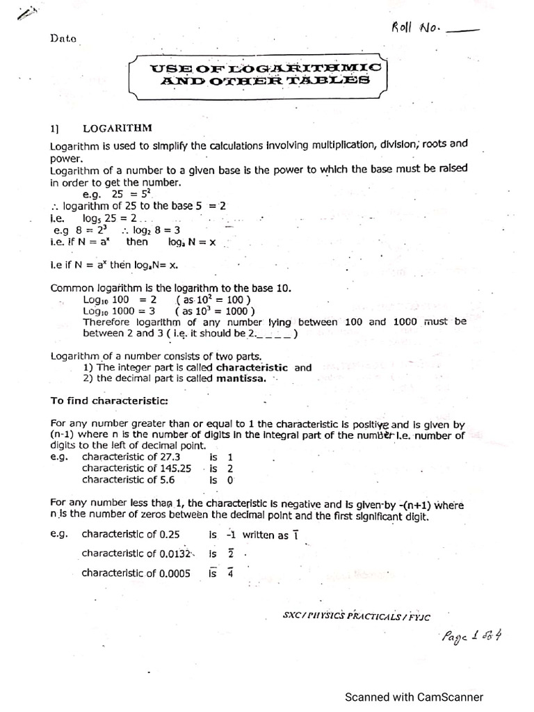Logarithm#Use of Logtable | PDF