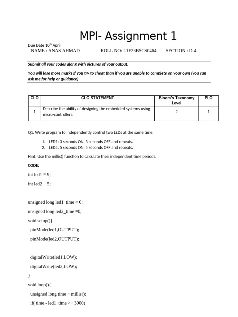 Embedded Systems Programming Assignment | PDF | Computer Engineering ...