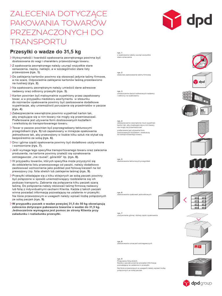 DPD Zalecenia Dotyczace Przesylek Do 315 KG | PDF