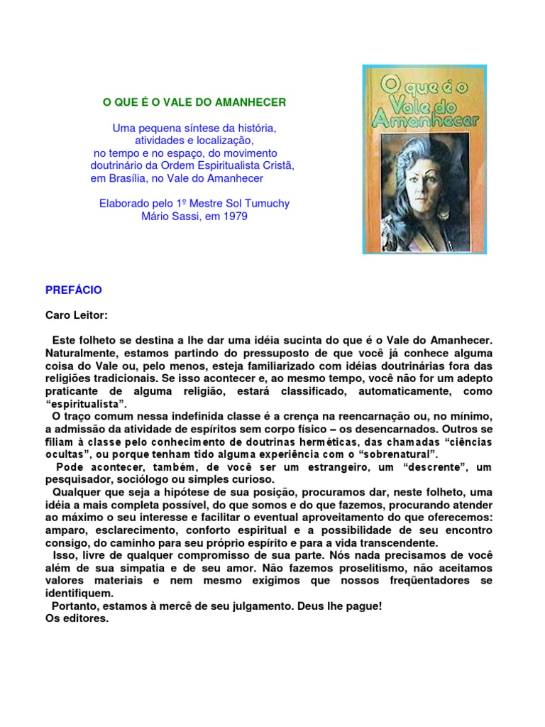 O Que é O Vale Do Amanhecer Pdf Mediunidade Escravidão