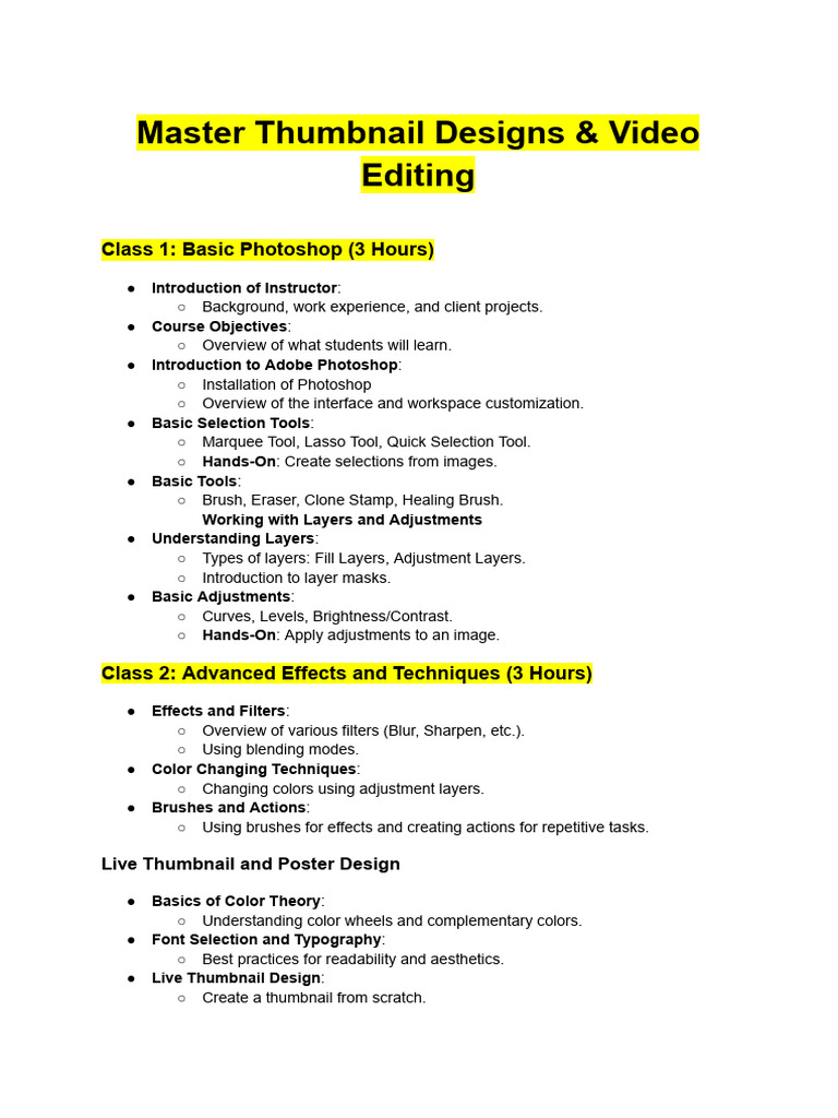 Master Video Editing & Thumbnail Design | PDF | Adobe Photoshop ...