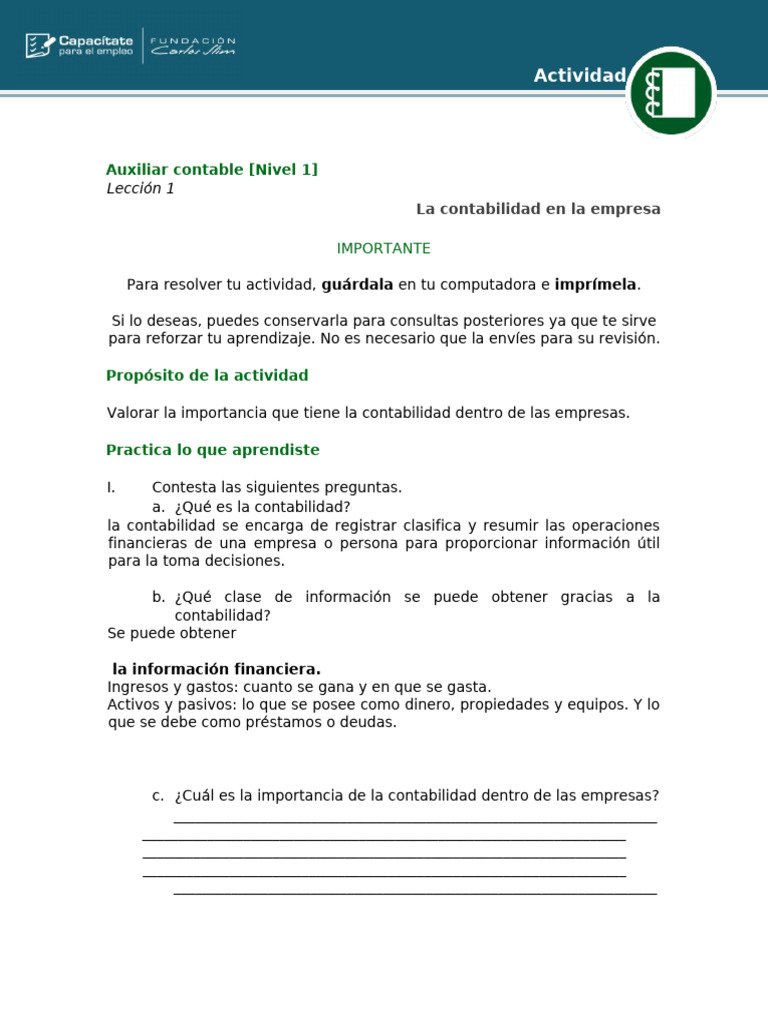 Importancia de la Contabilidad en Empresas | PDF | Contabilidad ...