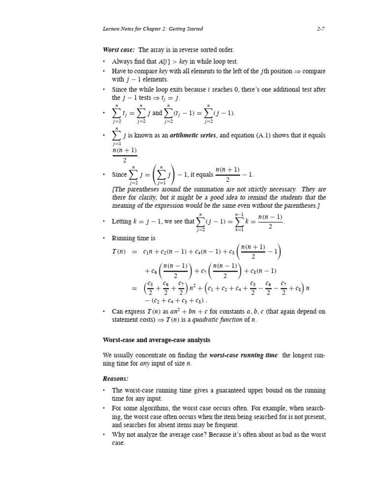 Worst-Case Analysis of Insertion Sort | PDF | Time Complexity ...