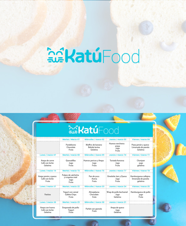 Menu Katu Food Marzo Mail | PDF | Preparación de comida y bebida ...