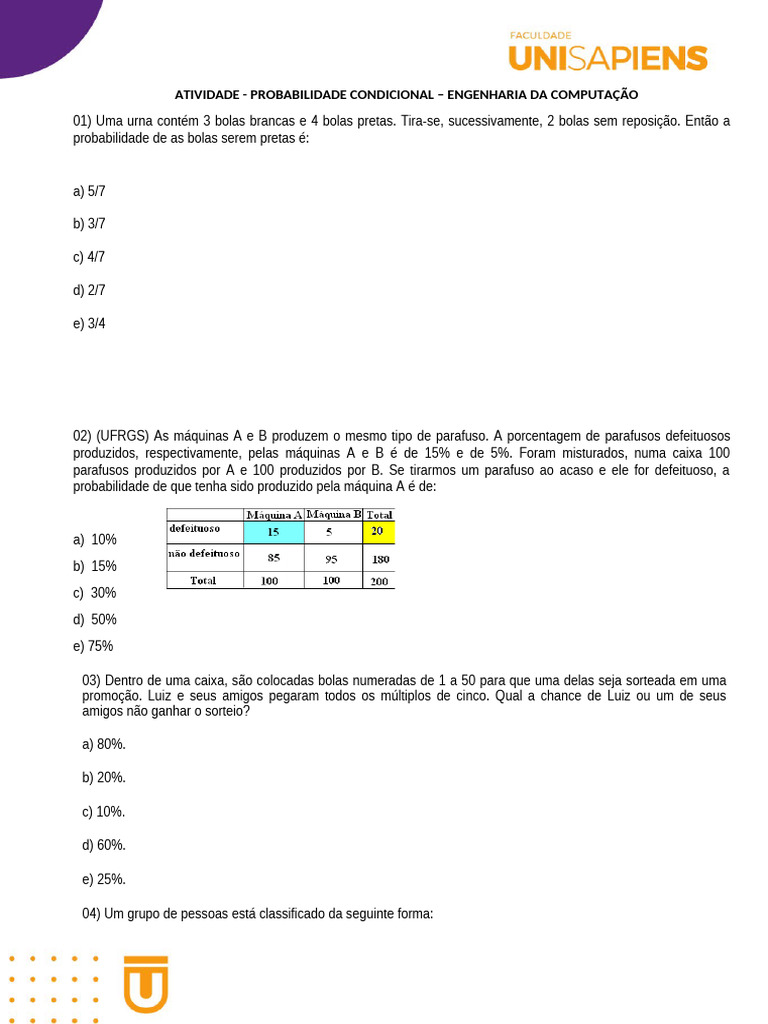 Probabilidade Condicional em Exercícios | PDF